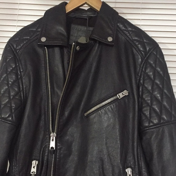 All Saints Boyson Leather Biker Jacket S M - Picture 7 of 8